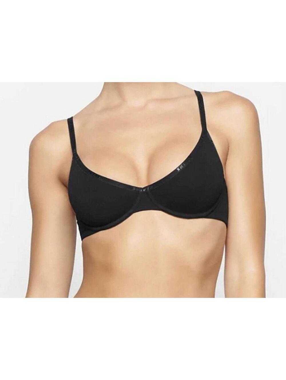 SKIMS Underwire Bra Soot Black Unlined 34DD/E NWT Sculpting Support Minimalist